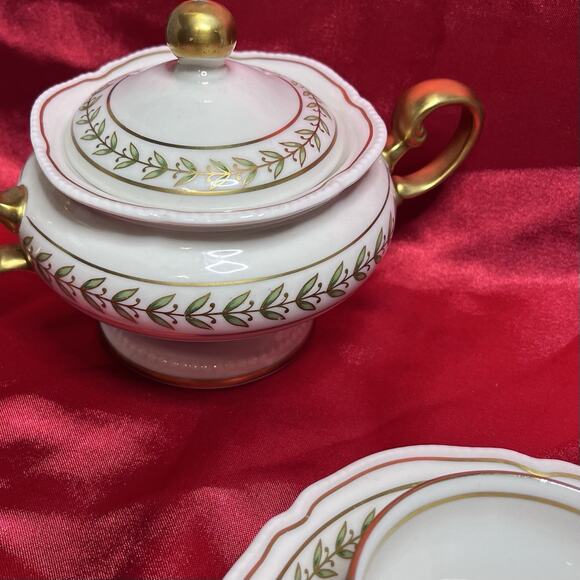 Vintage Castleton Bristol Green Footed Cup & Saucer Set (2) With Sugar Bowl - Picture 10 of 16